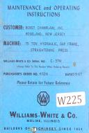 Williams-White-Williams White, 75 Ton Press, Maintenance and Operating Instructions Manual 1967-75 Ton-01